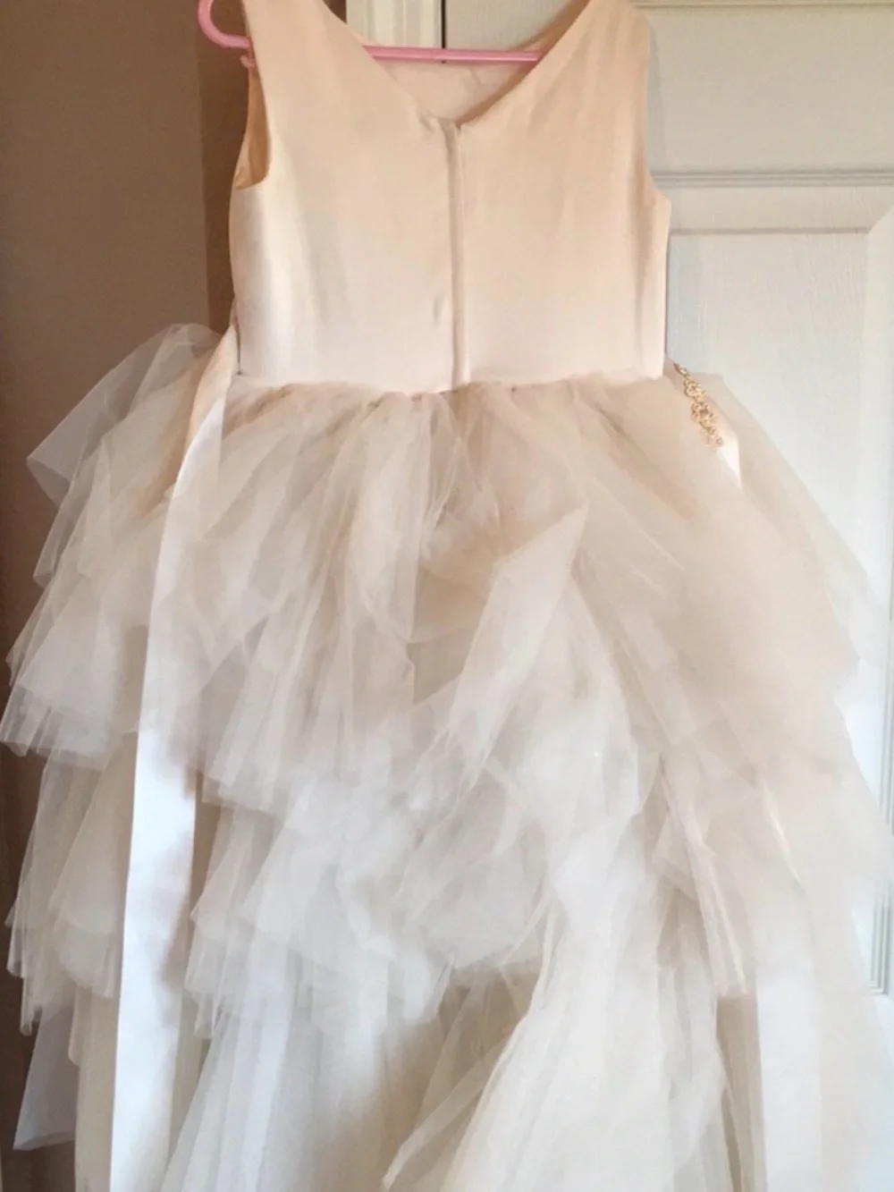 Elegant Cream Tulle Flower Girl Dress with Gold Belt